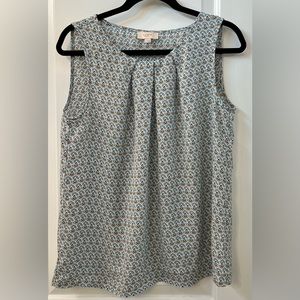 LOFT tank/shell in light blues and browns; Size Medium